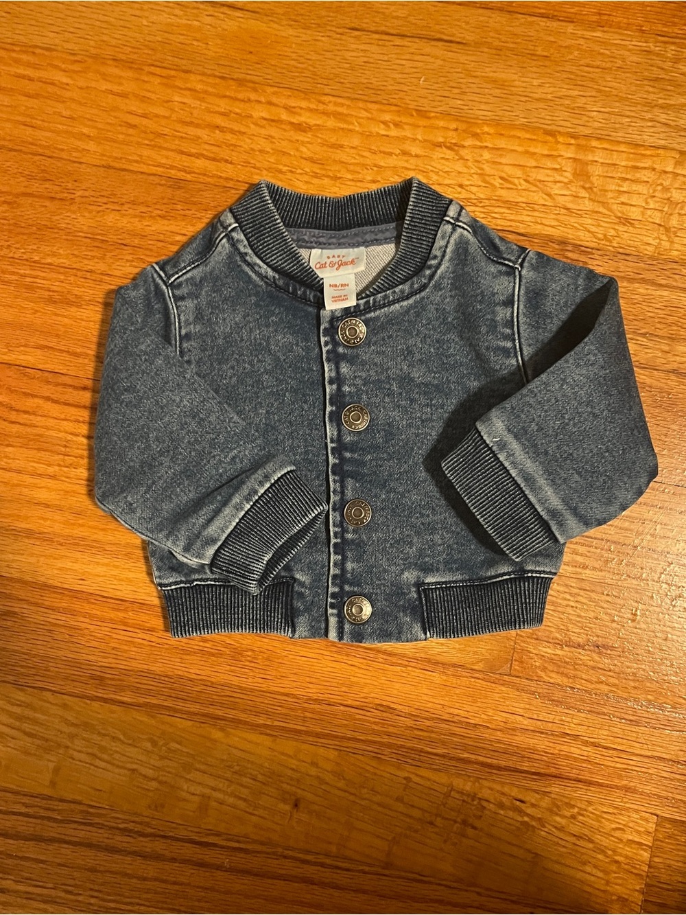 Cat & Jack newborn denim jacket blue jean jacket with snaps N baby